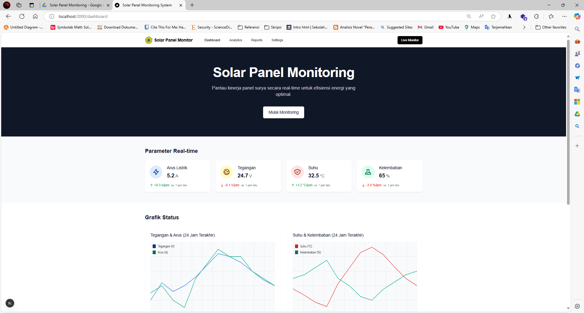 Screenshot of Solar Energy Monitoring System